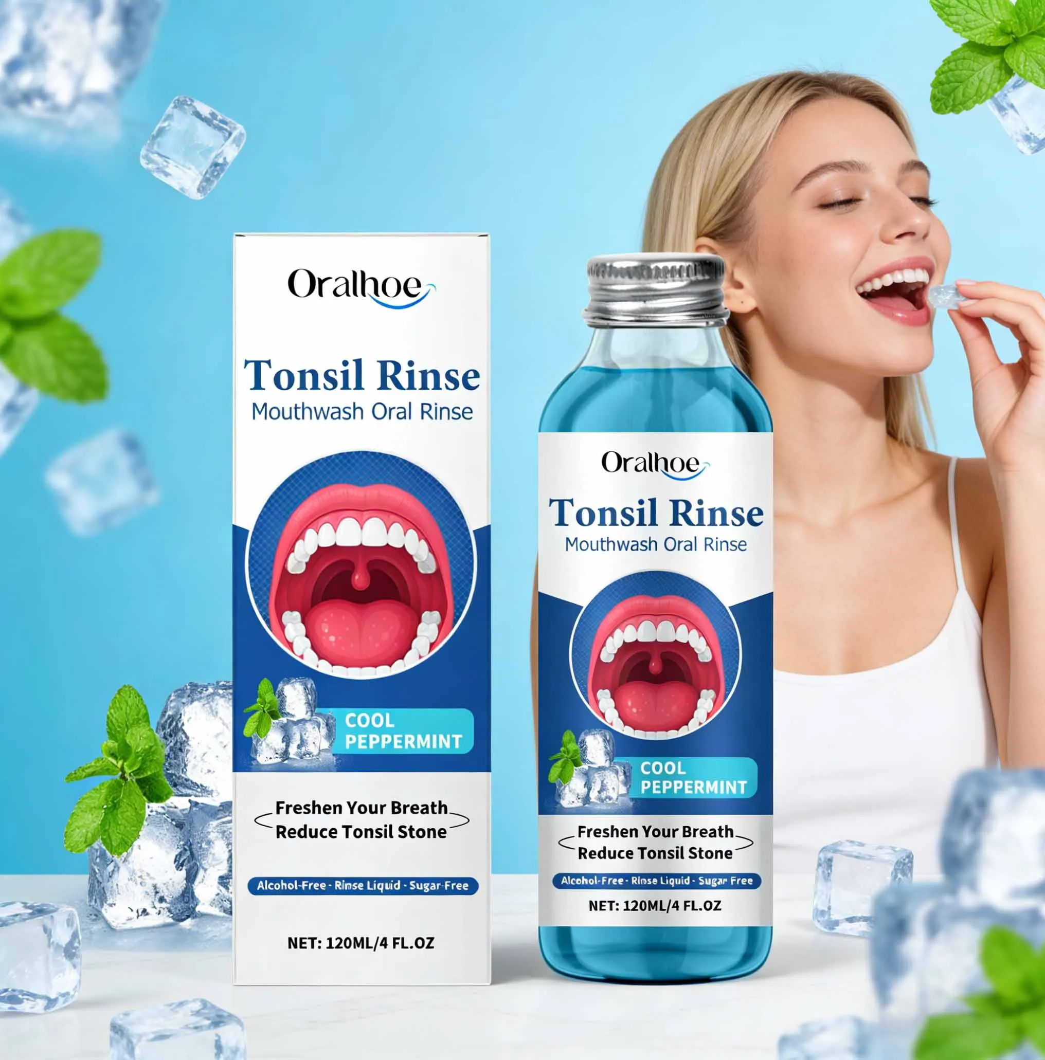 120ml ORALHOE Mouthwash Oral Rinse Remove Food Residues Bad Breath Reduce Tonsil Stone Eliminate Odor Breath Oral Care