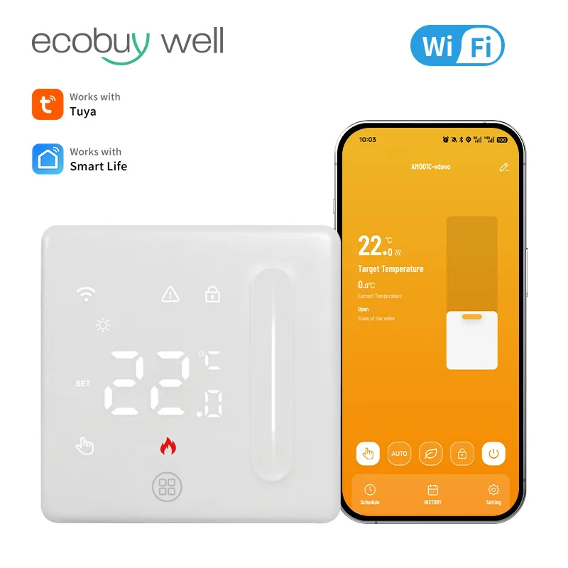 tuya-wi-fi対応サーモスタット、床暖房用、スマートライフ対応、プログラム設定可能な暖房サーモスタット、220v、デジタル温度コントローラー、音声操作（alice）対応。