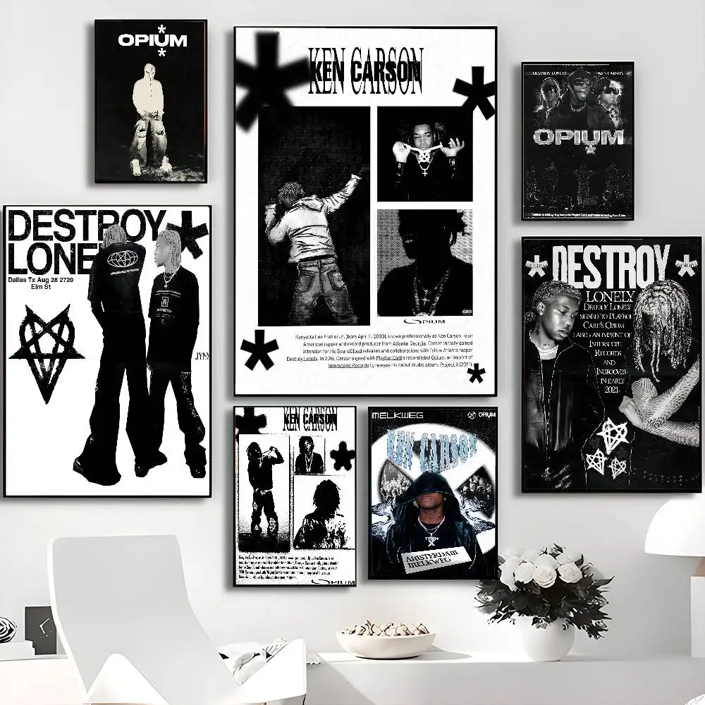 O-opium Rap Playboi Carti Vintage Poster, klebrige Whitepaper-Drucke, Poster, Kunstwerk, Poster, Wandaufkleber