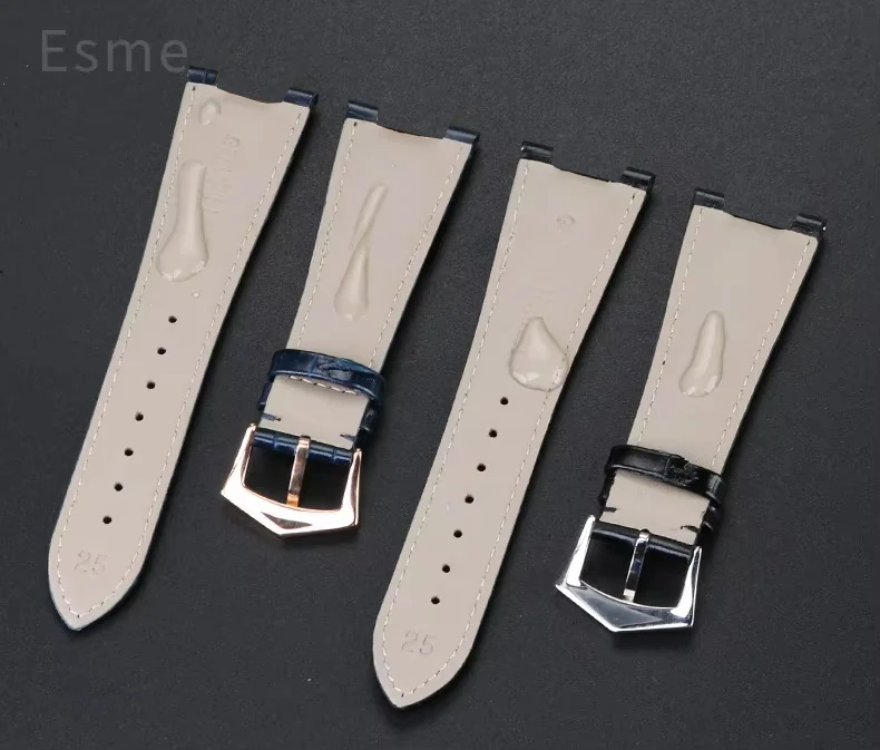 Für Patek Philippe Nautilus Serie 5711 5712 5980, wasserdichtes Rindsleder-Uhrenarmband aus echtem Leder mit Stahlverbindung, 25 mm – Detail 2