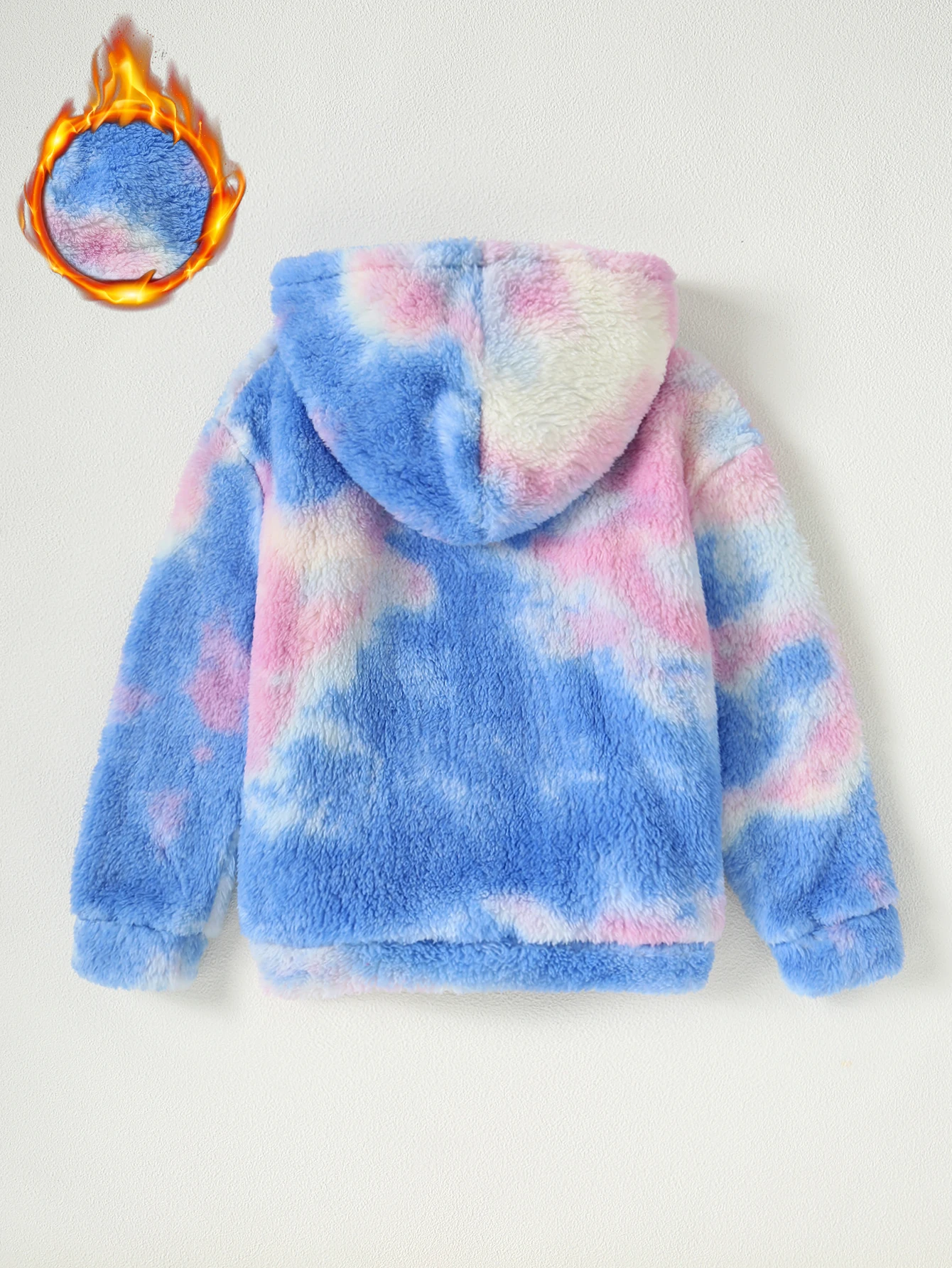 Girls\' Hoodie For Autumn And Winter Coral Fleece Sweet Tie Dye Pullover Comfortable And Warm Cute Casual Top Hoodie