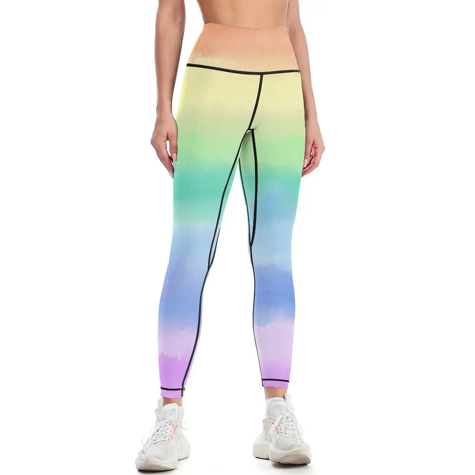 Pastel Rainbow Stripe Leggings sports for gym Women's pants gym's clothing gym womans Womens Leggings