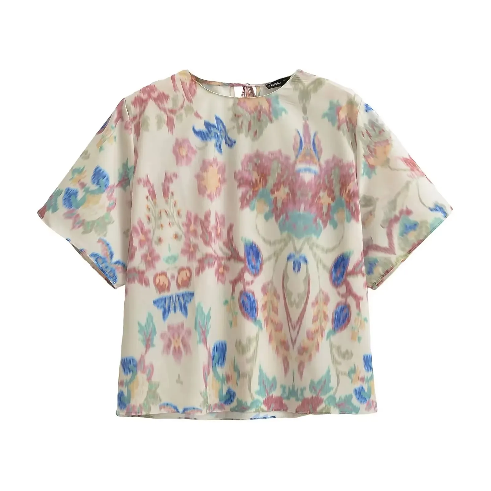 HH Vintage Print Set for Woman Summer Fashion Short Sleeves O-neck Shirt Casual T-shirt Female Elastic Waist Long Pants