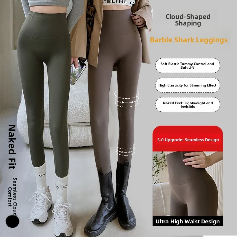 High Waist Slimming Yoga Pants Women's Outdoor arkskin Tight Cycling Bot Nine Points Long plus Size Base Layer Pants