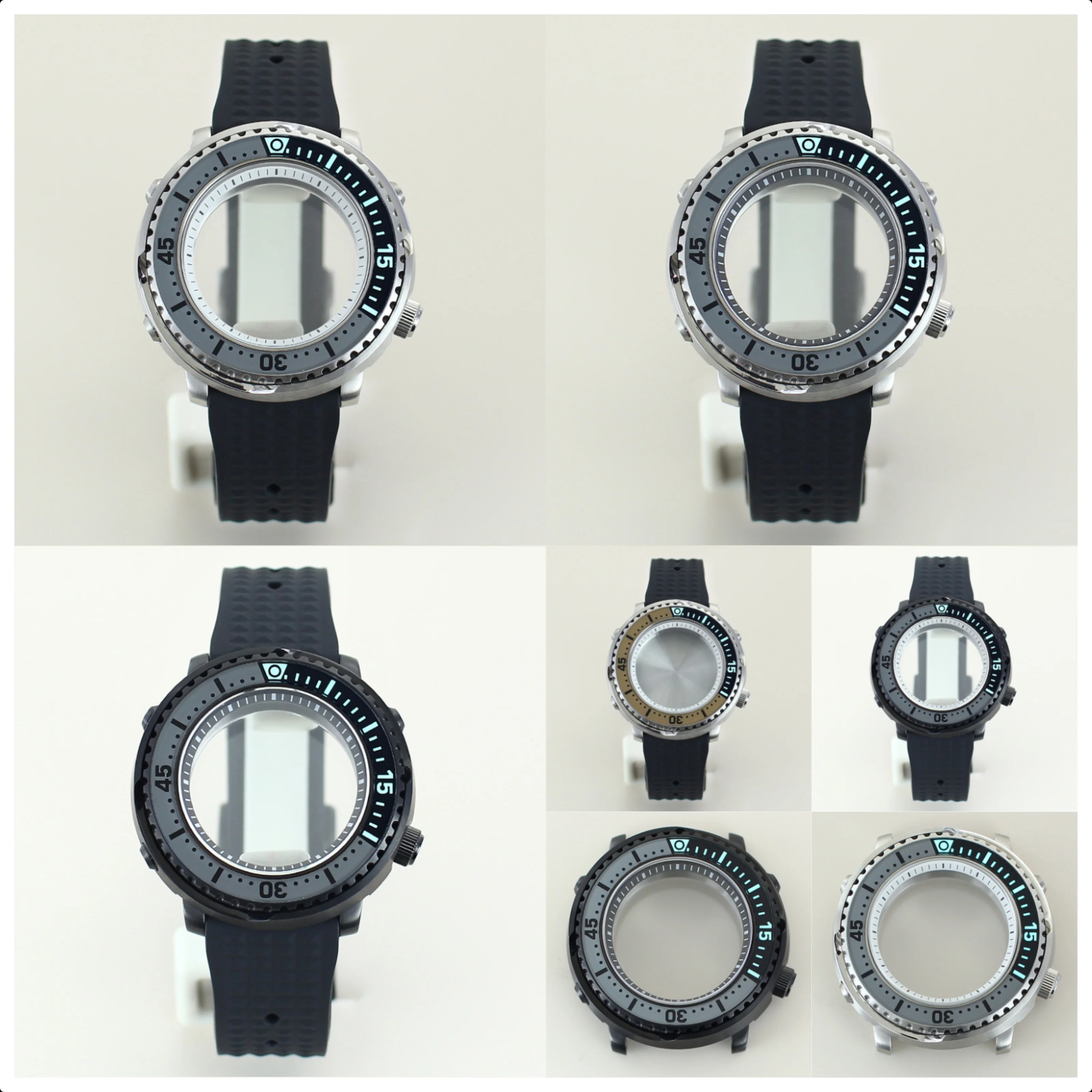 

43.3mm C3 bezel Watch Cases Sapphire Glass For Seiko NH35 NH36 NH34/38 NH70 4R36 Movement 28.5mm dial Mod Tuna Canned Baby Parts