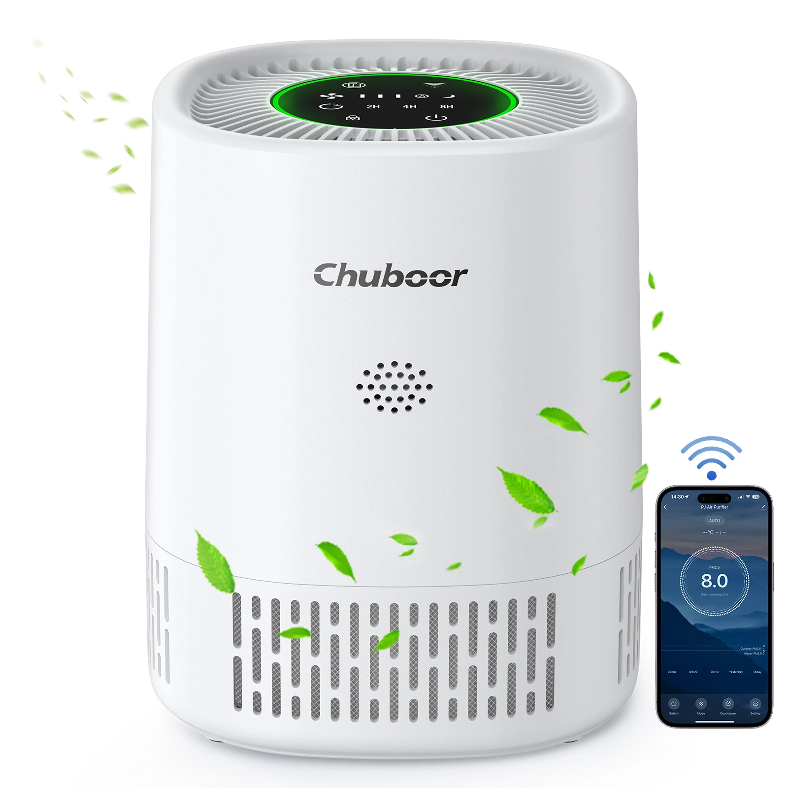 Chuboor PJ07 Air Purifier For Pet H13 Hepa Supports APP Control With WIFI Effectively Removes Pet Hair, Odors, Dust, And Soot