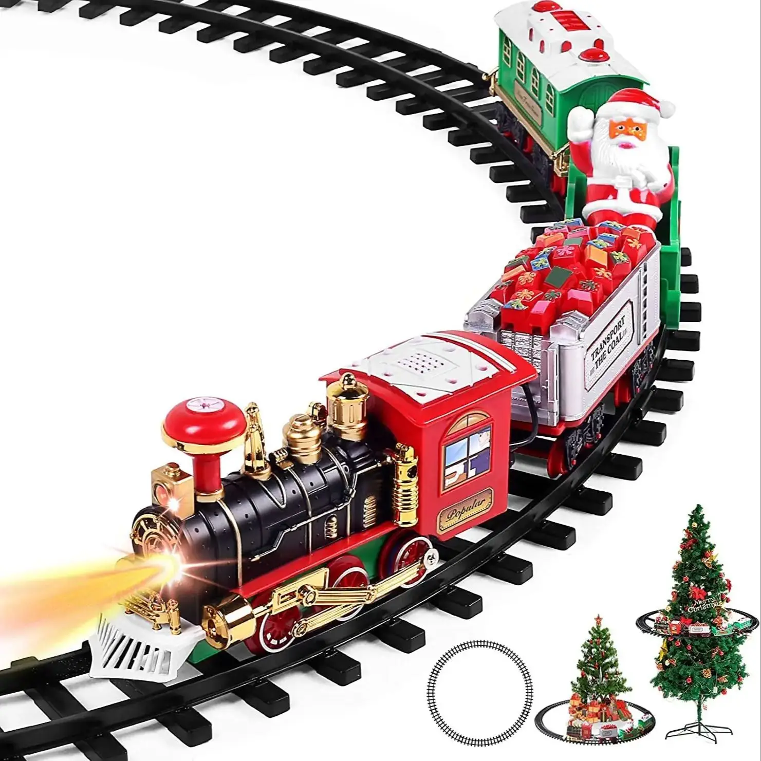 Christmas Train Set With Lights Sounds Holiday Train Around Christmas Tree Battery Operated Kids Train Toys Gift For Boys Girls