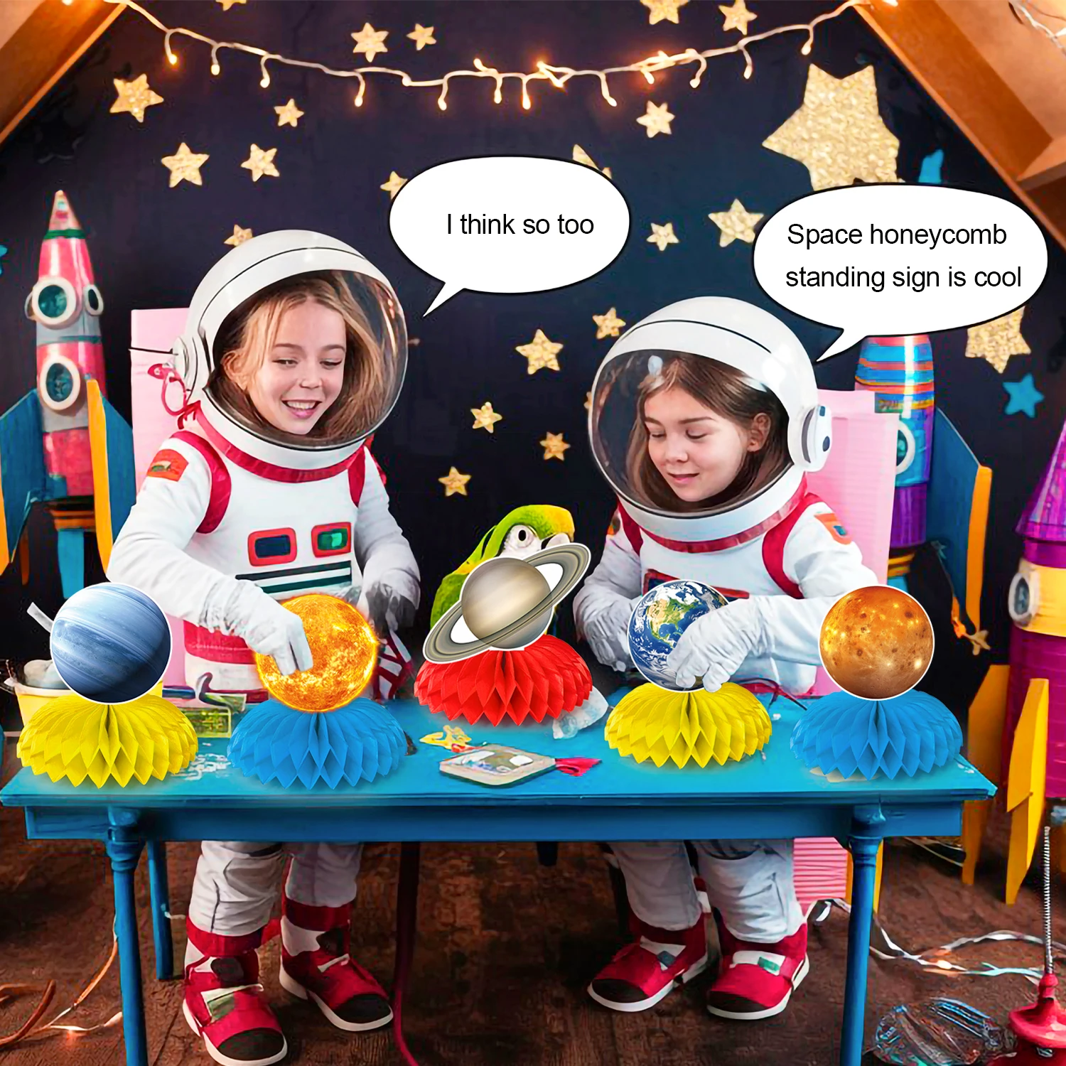 9 Pcs Outer Space Themed Honeycomb Centerpiece Outer Space Party Decorations Birthday Party Table Toppers Table Decorations
