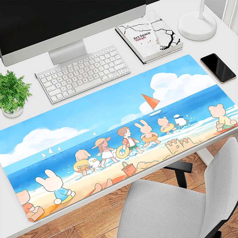 Beach Sky Sea Gaming Mousepad XXL Computer Laptop Gamer Extend Mouse Mat Large Anime Mouse Pad 900x400 Keyboard Kawaii Desk Mat