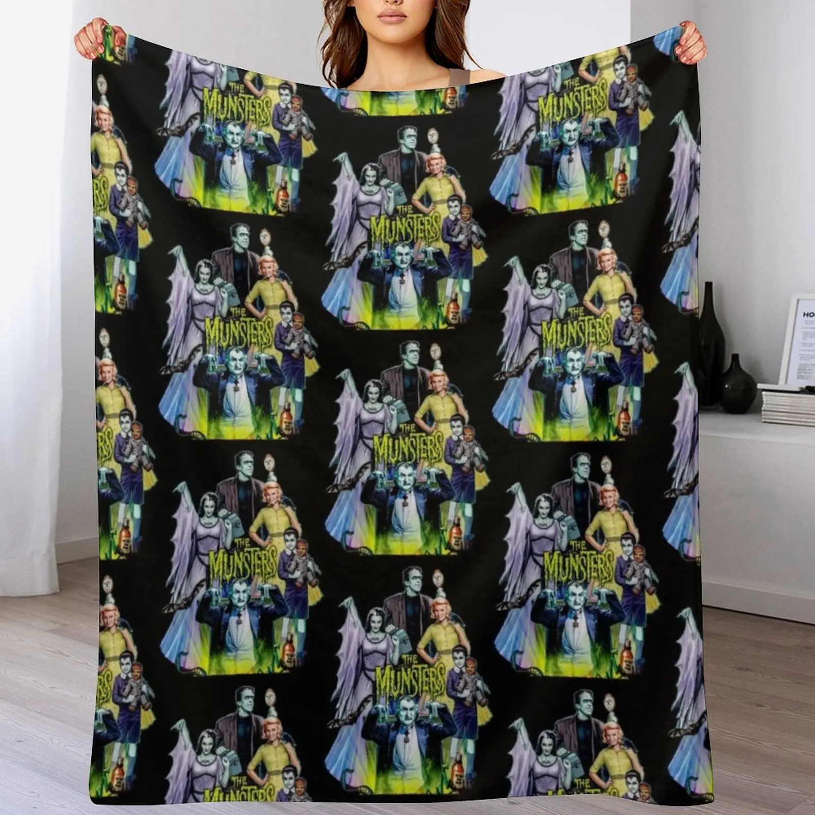 

THE MUNSTERS FAMILY PORTRAIT Classic T-Shirt Throw Blanket Year Round Soft Comfortable Blanket for Home
