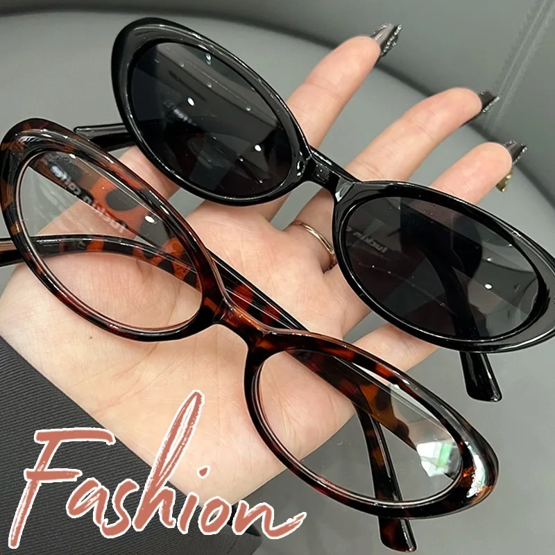 Y2K Vintage Oval Sunglasses Women Luxury Brand Designer Small Oval Sun Glasses Retro Black Red Glasses Ladies Goggle Fashion