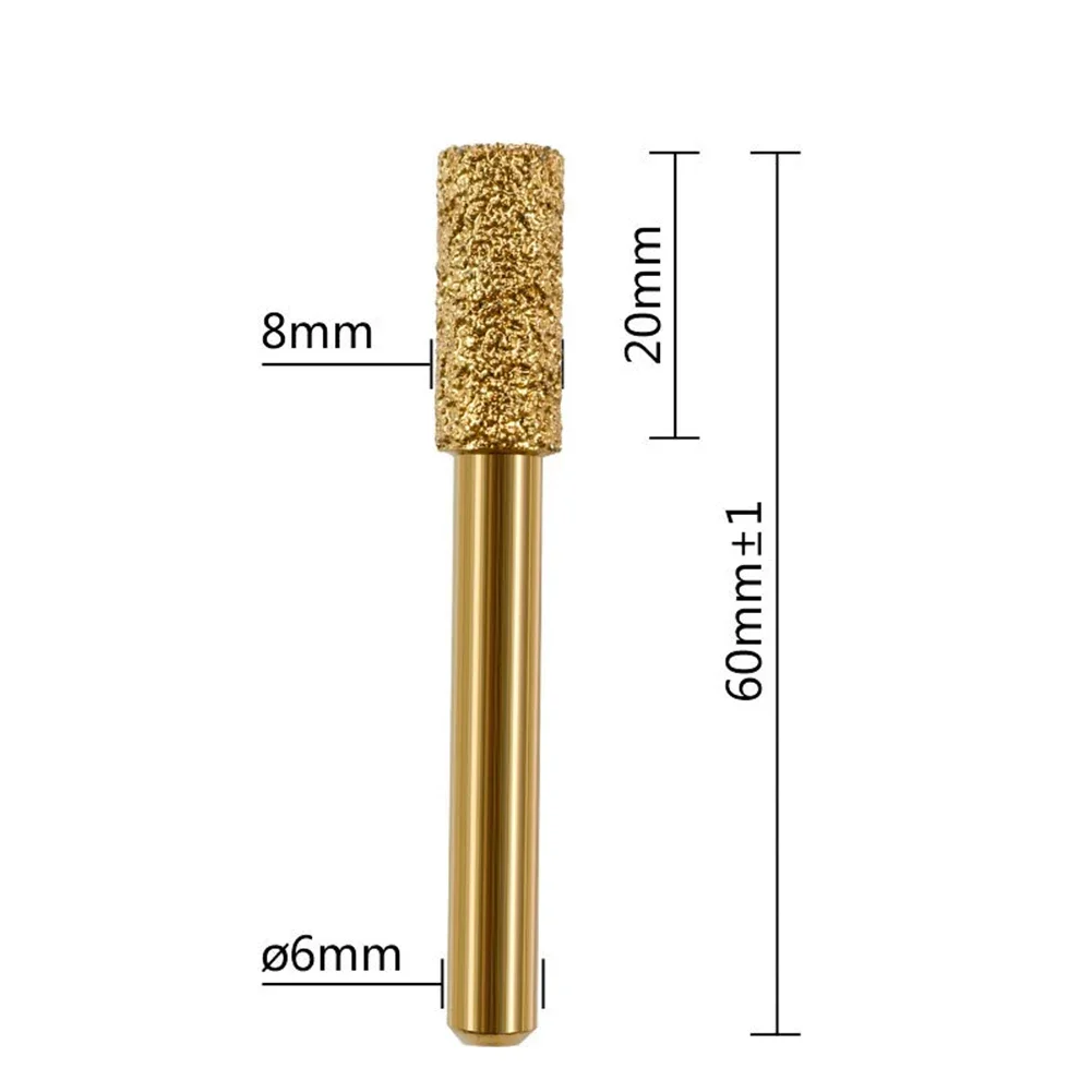 3Pcs Vacuum Brazed Diamond Burring Head Grinding Bit Cylinder Type Filing Tools For Stone Polishing Rotary Tools Accessories