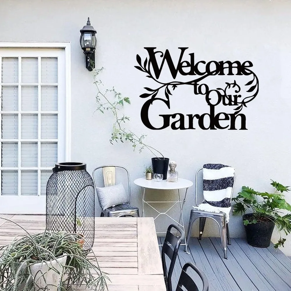 Quality Wall Hanging Welcome To Our Garden Sign Metal Welcome Garden Garden Wall Sign Iron Art Garden Sign Garden