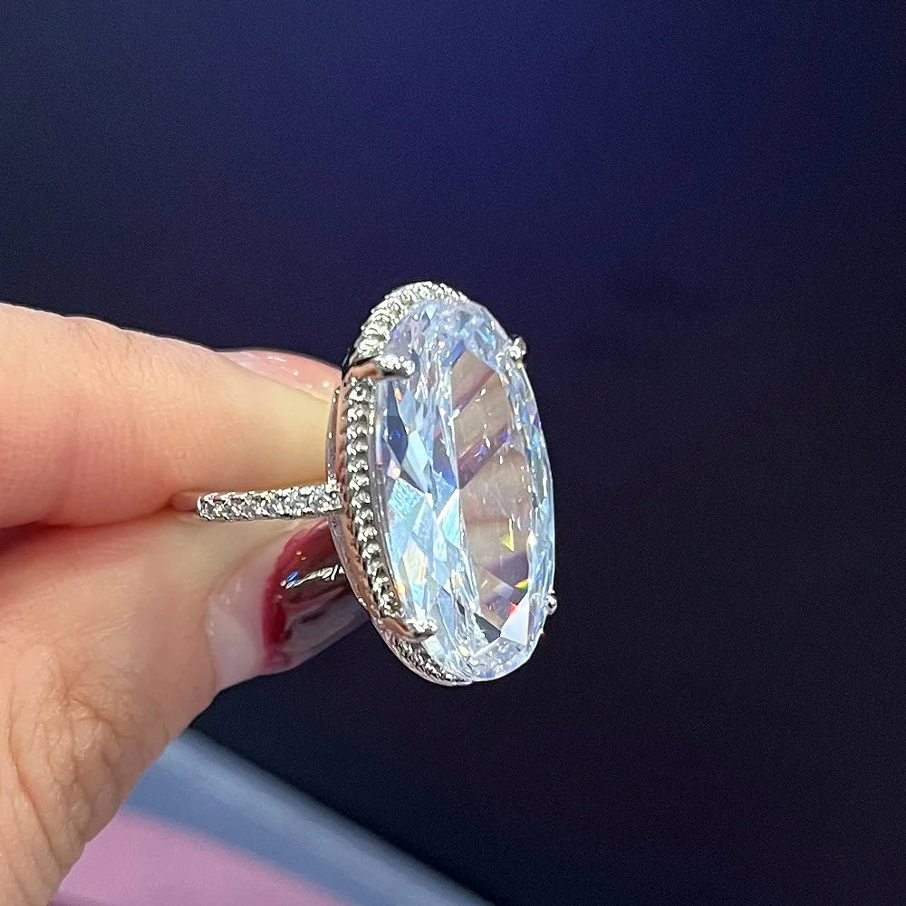 2022 New Products Luxury Cushion Cut Diamond S925 Sterling Silver Wedding Ring  for Women Anniversary Gift Jewelry Wholesale