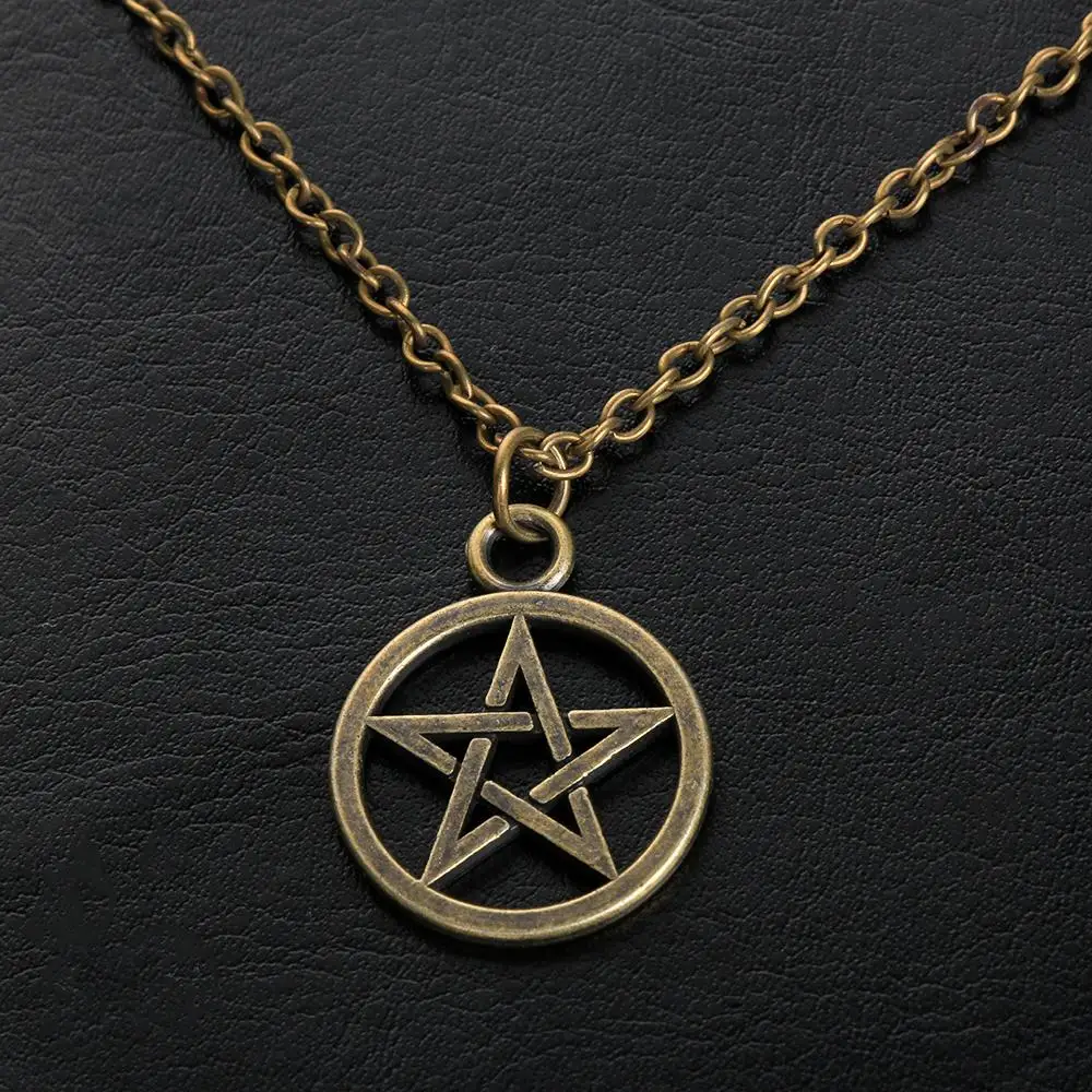 الرجال لوسيفر الدينية خمر الشيطان علامة الخماسي قلادة الرجعية #2