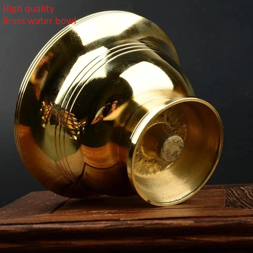 1Pc Golden Home Pure Copper Drinking Bowl Brass Auspicious Tibetan Holy Water Cup Tea Creative Decorative Buddhist Gift