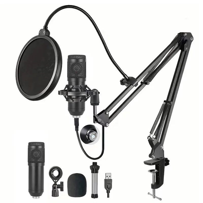BM800USB Condenser Microphone with Monitor/Mute/Reverb – PC/Phone Streaming Mic for Live Karaoke Recording, Noise Cancellation