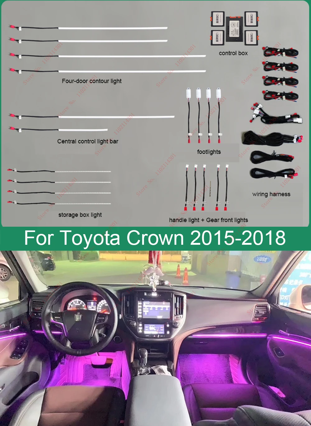 

Светодиодсветильник для салона автомобиля Toyota Crown 2015-2018, динамический фонарь с динамиком воды и рассеянным светом для салона автомобиля