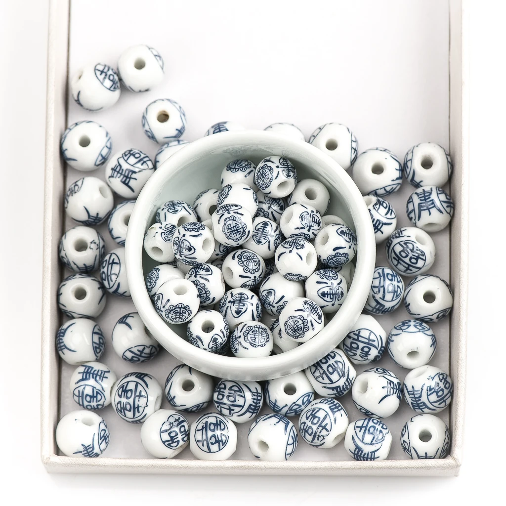 10#12# 40pcs Unique Flower Ceramic Beads Not Natural Stone for Bracelet Making Porcelain Bead for Jewelry Making #A206B