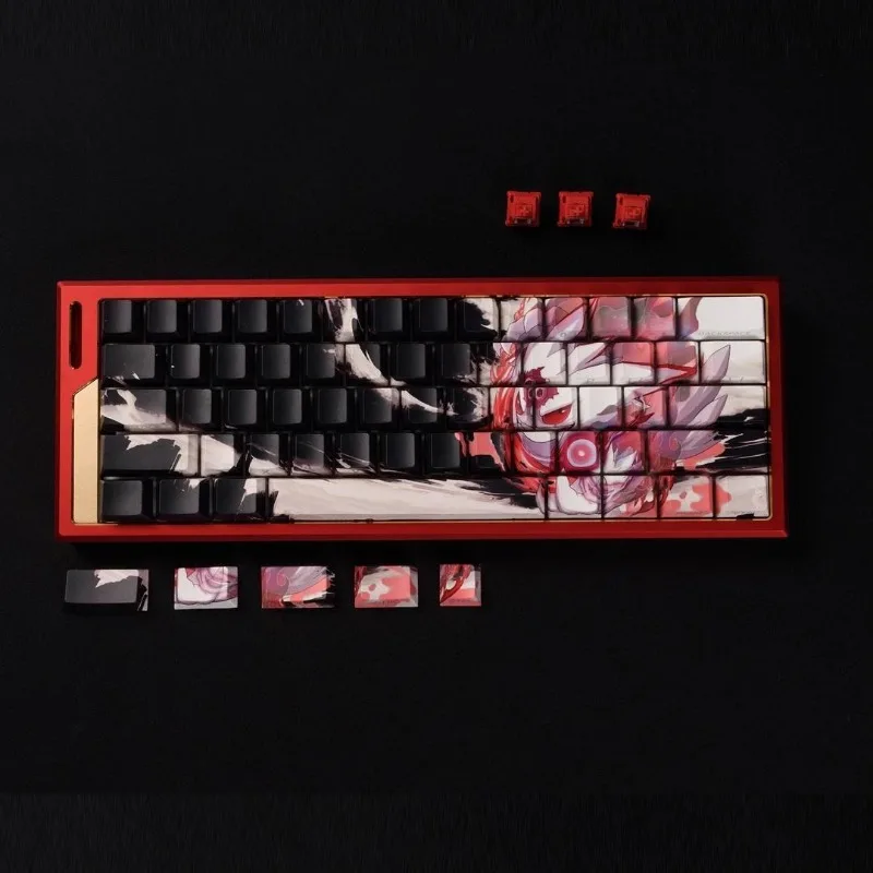 130-keys-set-pokemon-anime-newest-gengar-keycaps-customized-pbt-sublimation-cherry-height-side-carving-mechanical-keyboard-caps