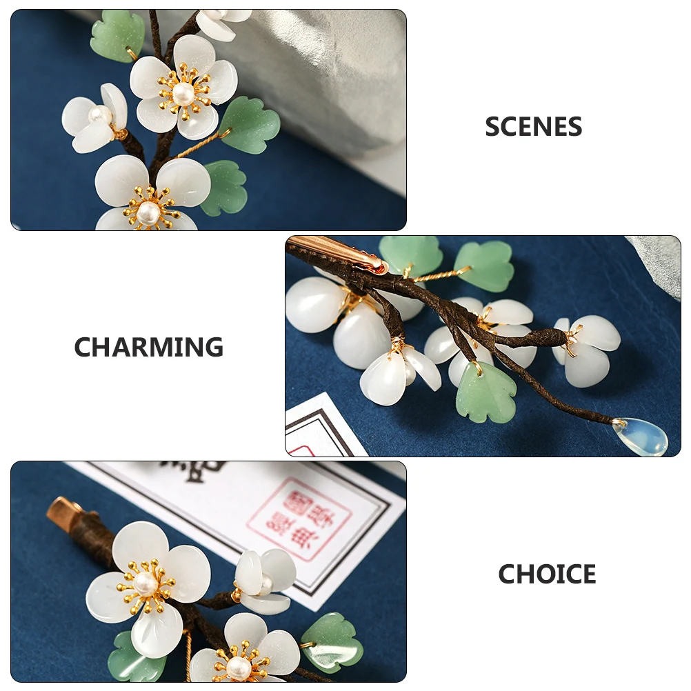 

Floral Hairpin Clip Girls Headwear Vintage Imitation Girls Headwear Jade Bridal Accessories Hairstyle Daily Party