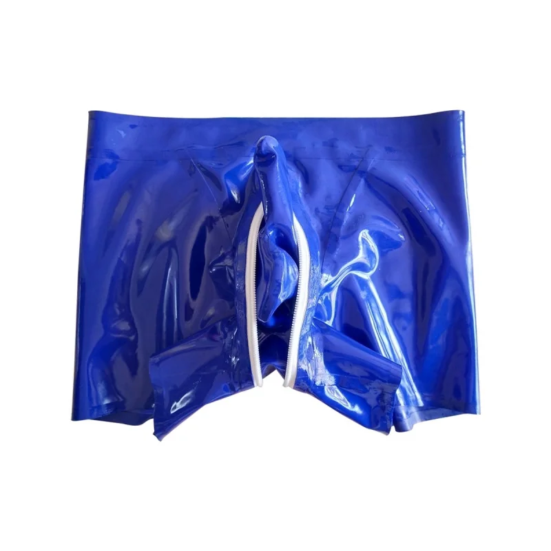 

Men'S Latex Shorts Sexy Stretch Rubber Tights Hidden Condom Boxer Briefs