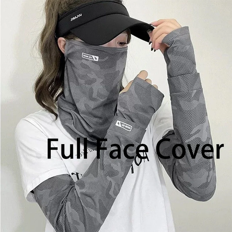 Outdoor Sunscreen Mask Ice Silk Sun Protection Cooling Hiking Mask Anti UV Ear Loop Breathable Quick Dry Fishing Face Cover