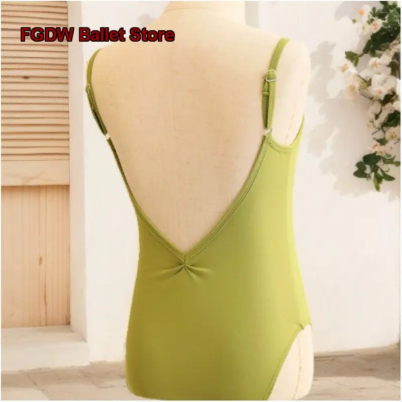 children's-girls'-green-summer-camisole-dance-costume-practice-leotard-chinese-dance-body-suit-kids