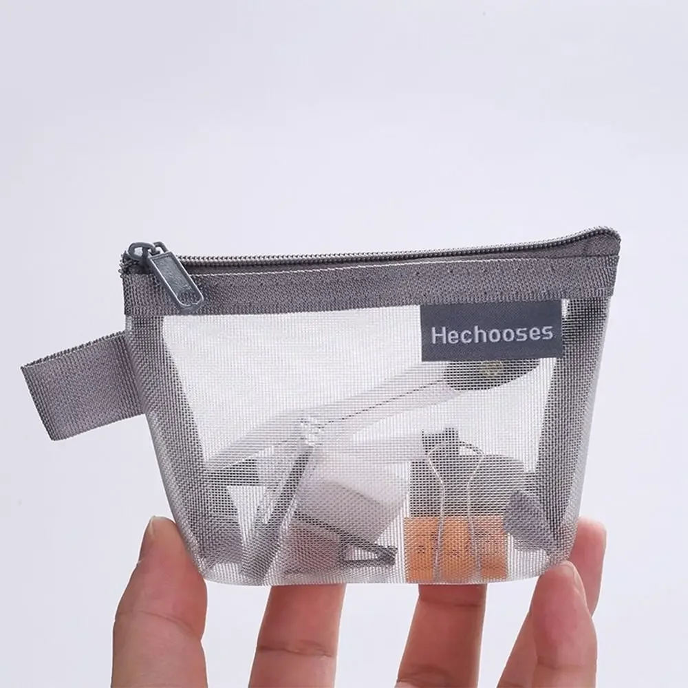 Mesh Coin Purse Mini Cosmetic Bag Key Lipstick Nylon Small Item Storage Card Holder Three-dimensional Storage Bag image 3