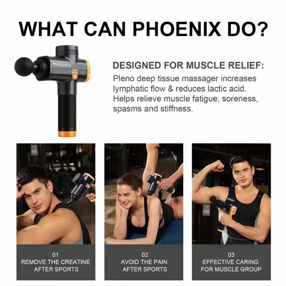 Phoenix A2 Fascia Gun Muscle Relaxation Massager Electric Massager Body Neck Deep Tissue With LCD Display Screen High Frequency