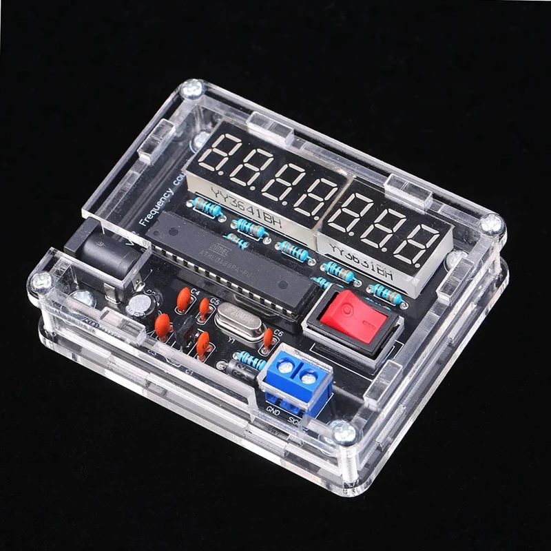 Frequency Meter,10Mhz Frequency Meter DIY Kit Frequency Counter AVR Frequency With Shell Counter 0.000 001Hz Resolution Durable