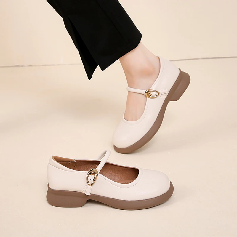 Womens Loafers Shoes Shallow Mouth Round Toe Patent Leather Ballet Flats Female Footwear Slip-on On Heels Dress Mary Janes High image 5