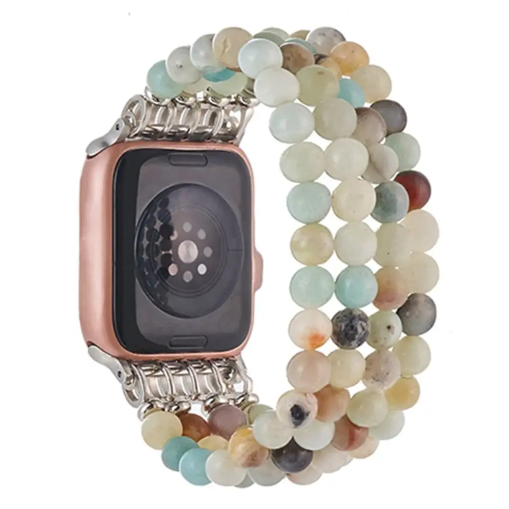 Beaded Watch Strap Trendy Stretchy Stones Watch Accessories Lovers Bracelet 38mm/49mm Wristwatch Band for Apple Watch