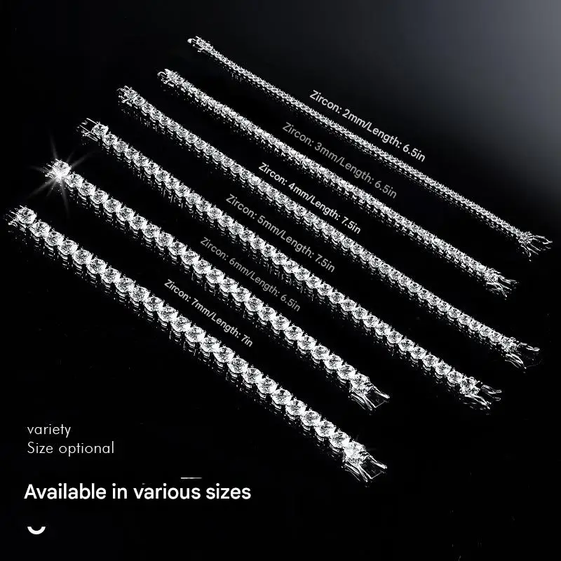 

EUREKA 2025 Новый классический теннисный браслет с цирконием и медной сеткой 2-7 мм, модный браслет с бриллиантами для мужчин и женщин