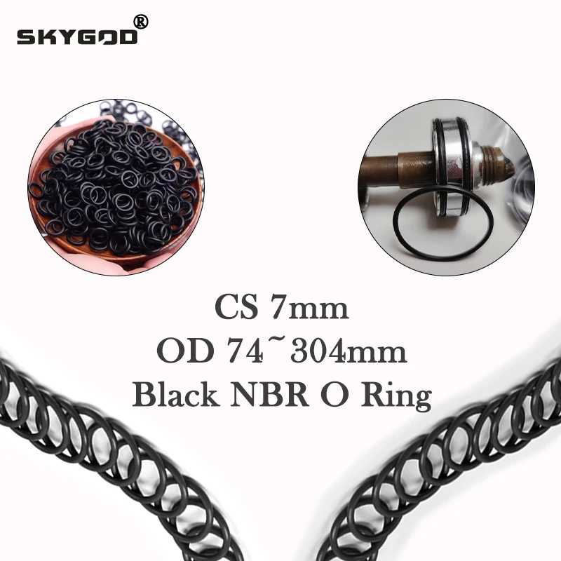 

5pcs Black NBR O Ring Gasket CS 7mm OD 74/80/85/90~304mm Automobile Nitrile Rubber Round Corrosion Oil Resistant Sealing Washer