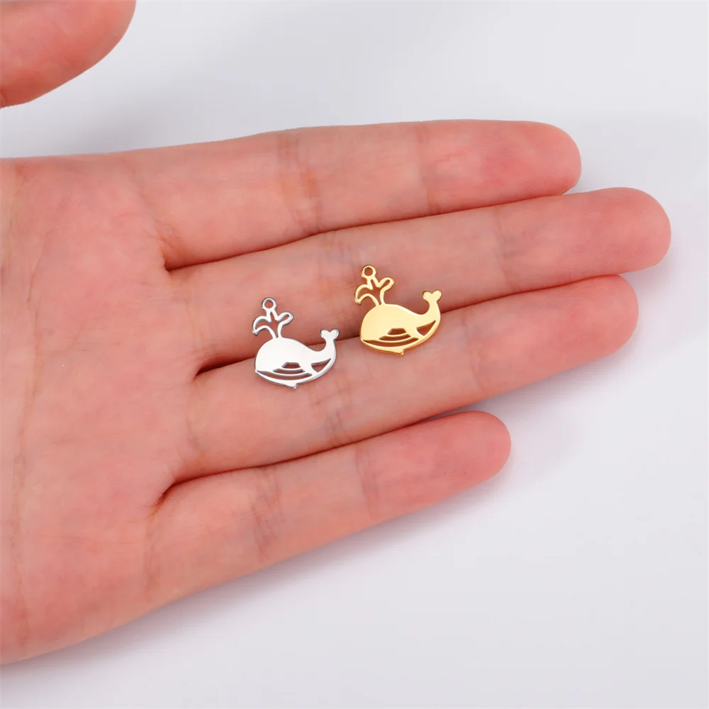 My Shape 5 pcs Fish Charms Dolphin Whale Shark Tropical Fish Stainless Steel Pendants for Necklace Bracelets DIY Jewelry Making - view 3