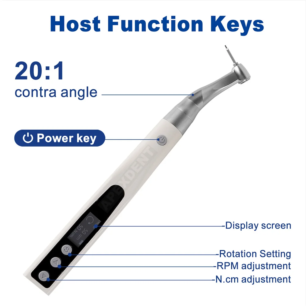 APEXDENT Dental Electric Torque Wrench With 16Pcs Screwdriver Wireless Implant Contra Angle Motor Dentistry Equipments