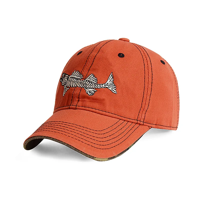 

Unisex Fish Bone Embroidery Outing Fisherman Gorras Casual Visor Hat Snapback Breathable Spring Summer Sunshade Man Baseball Cap