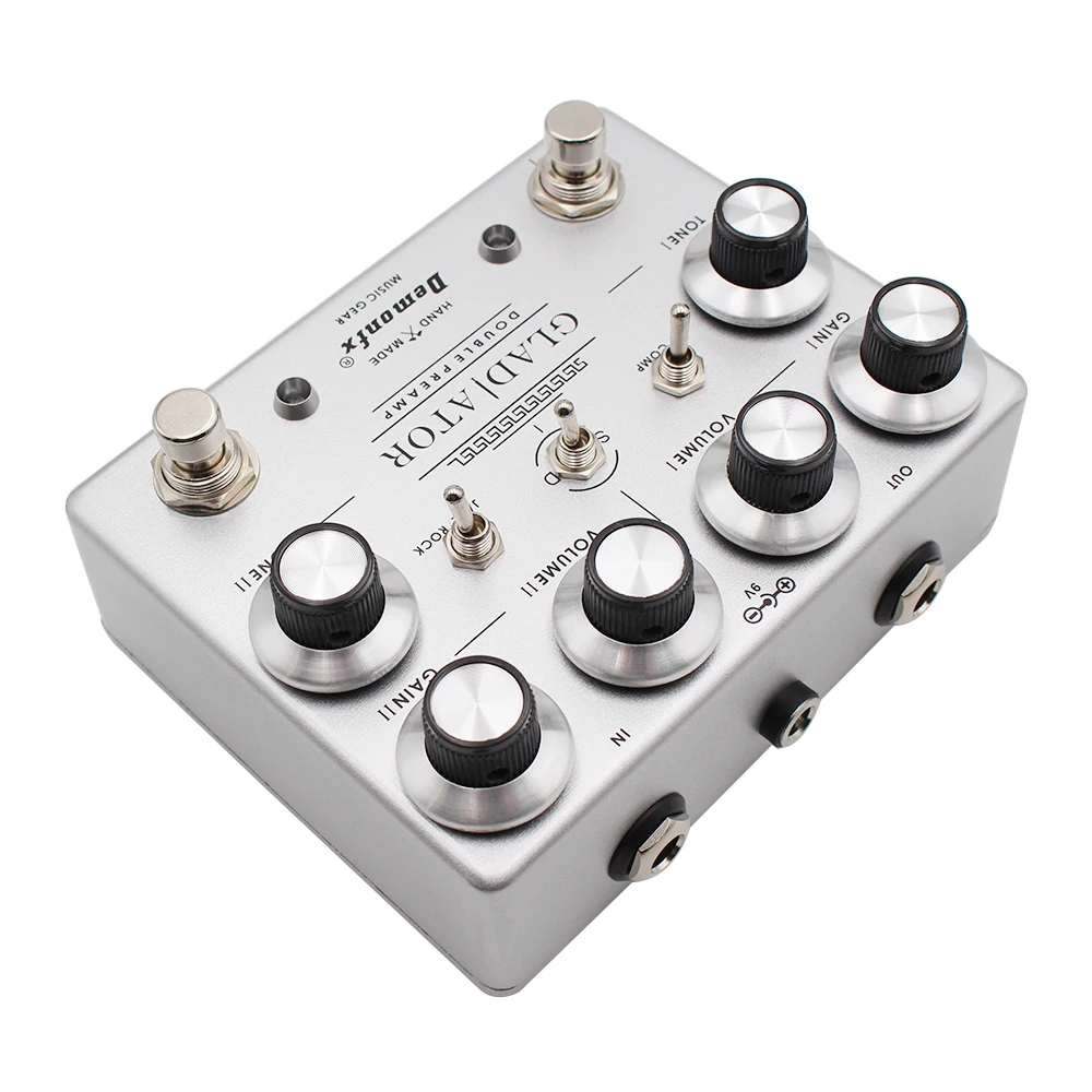 Demonfx GLAdiator Double Preamp Overdrive PEDAL, alta qualidade, novo