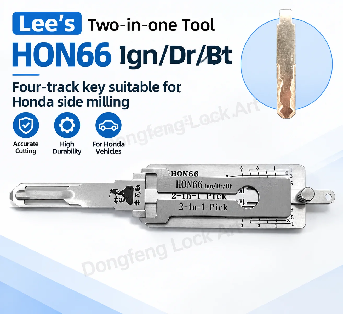 Lee's Two-In-One HON66 Ign/Dr/Bt Automotive Lock Reading Gear Opening Tool Honda CNC Key Cutting Locksmith
