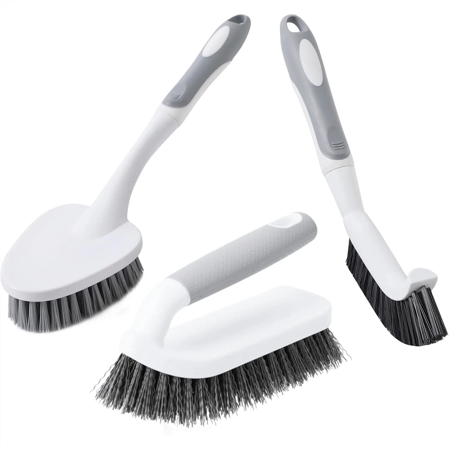 

3 Pcs Scrub Brush Set with Non-Slip Handle for Bathroom Kitchen Grout Tile Cleaning