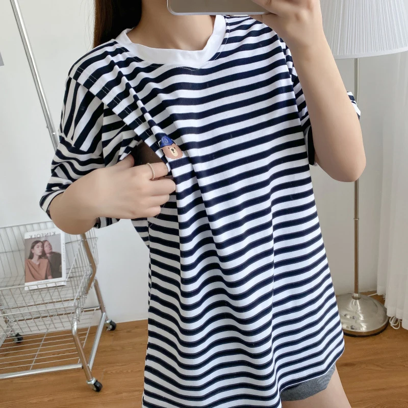 Pregnancy Clothes Maternity Clothing T-shirt Pregnant Women Breastfeeding Tee Nursing Tops Striped tshirt Short Sleeve T-shirt