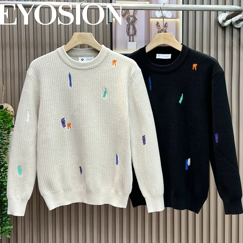 Nuovo maglione girocollo ricamato di alta qualità maglione basic autunno inverno da uomo pullover con camicia base interna alla moda