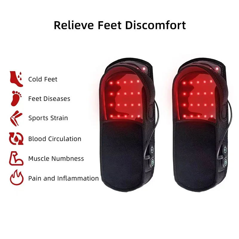 180LEDs Red Light Therapy for Feet 660nm & 850nm Led Near Infrared Light Boots Infrared Light Therapy Shoes Wraps Toes & Ankle