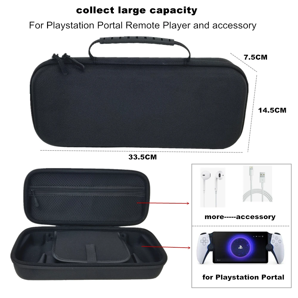 Portable PS5 Portal Travel Carrying Case Waterproof Storage Bag Protective Cover for Playstaion Portal Game Console Accessories