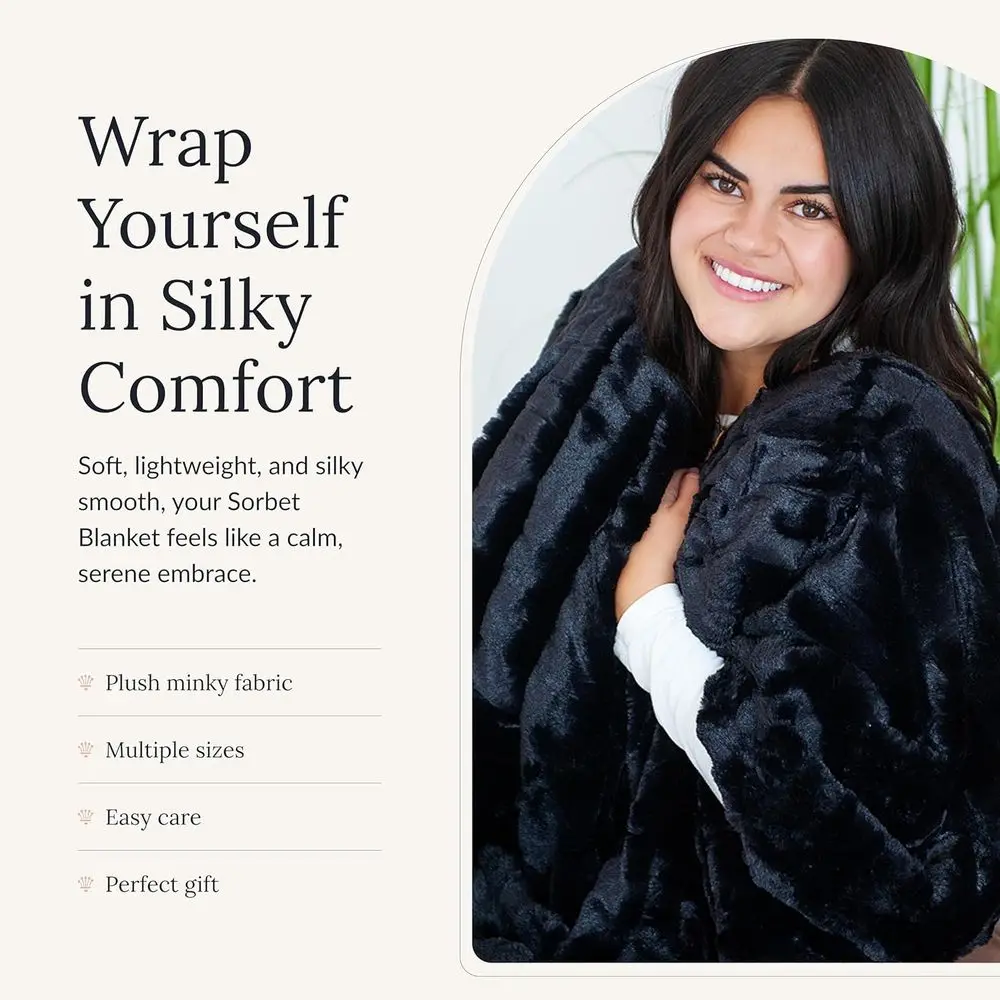 بطانية رمي حريرية فاخرة - غطاء ناعم متوسط الوزن لراحة أنيقة - مسامي، قابل للغسل في الغسالة، أسود