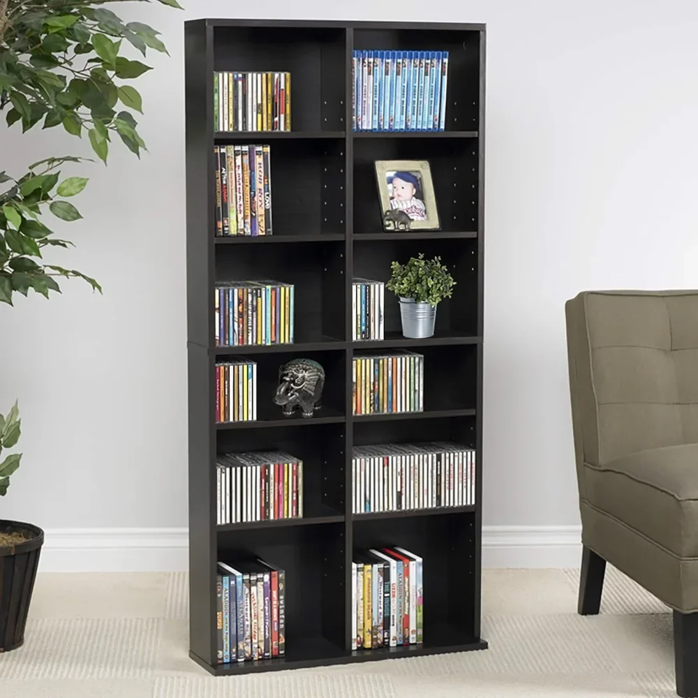 Oskar Adjustable Media Cabinet - Holds 464 CDs, 228 DVDs or 276 Blu-rays, 12 Adjustable and 4 fixed shelves PN in Espresso