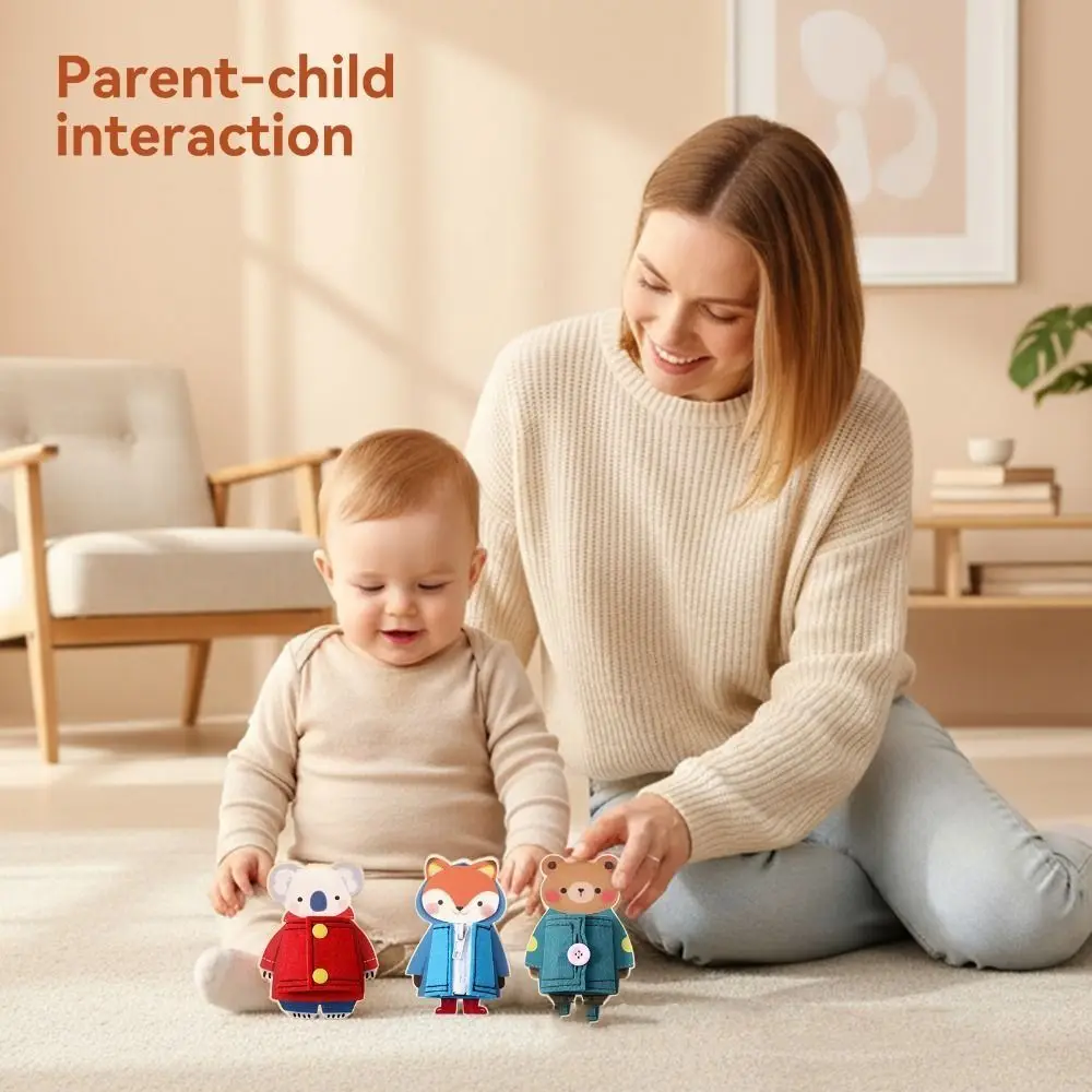Usando roupas crianças montessori brinquedo cognitivo aprendizagem botão zíper educação precoce brinquedo mão-olho coordenação animal ocupado placa