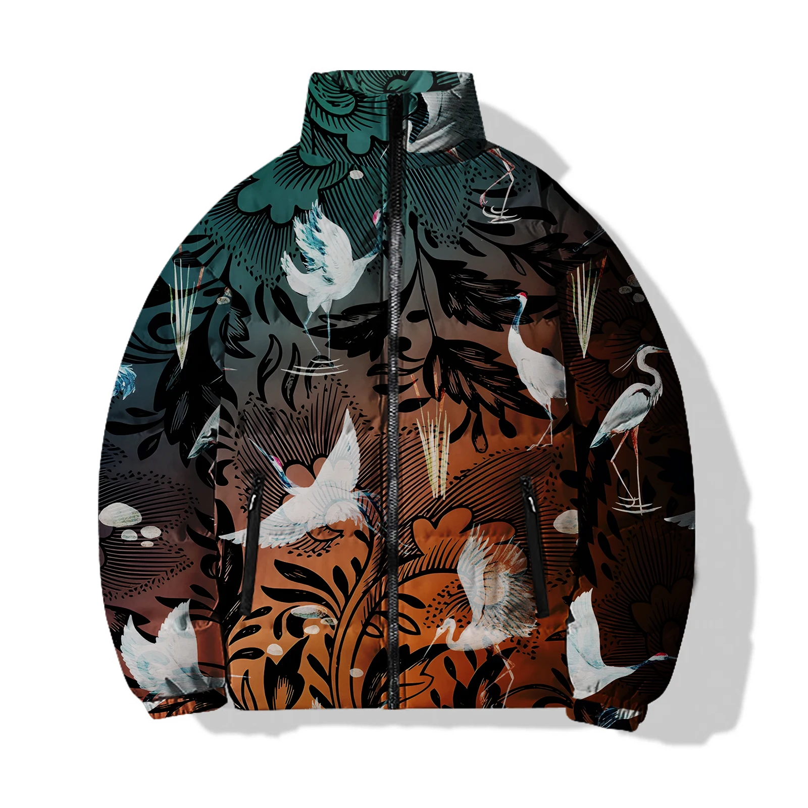 Fashionable Men\'s Cotton Clothing Personalized Bird Print Man Jackets Trendy and Comfortable Mens Coat Men\'s Winter Coats Parkas