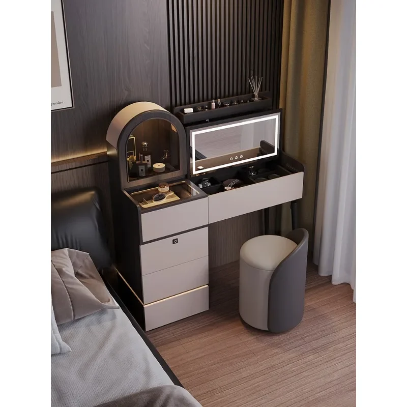 Light luxury solid wood flip dresser storage cabinet integrated with fingerprint lock modern simple premium makeup table